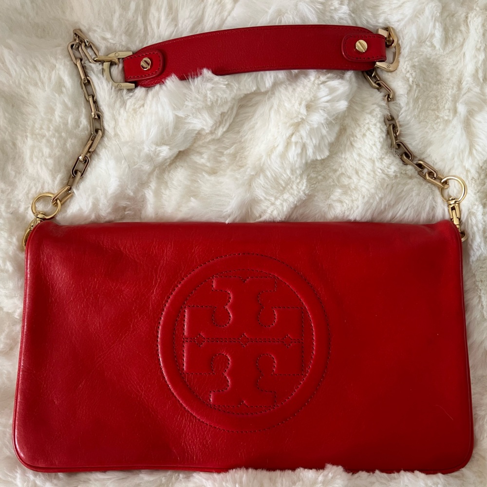 Tory Burch Red Leather Clutch